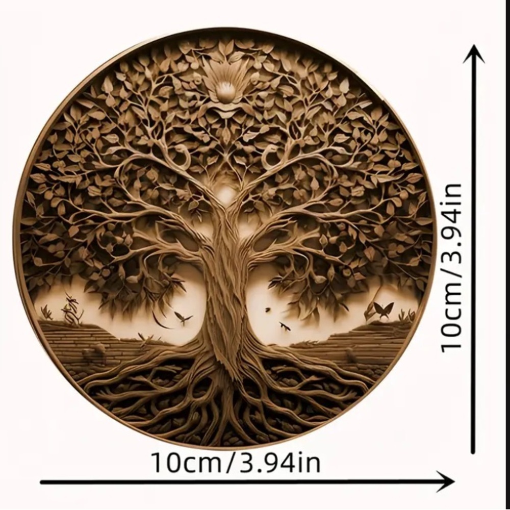Tree of Life Wooden Coaster set of 8 - Picture 3 of 4